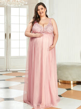 Load image into Gallery viewer, COLOR=Pink | Plus Size Sultry Sleeveless Long Maxi Dress for Pregnant Women-Pink 1