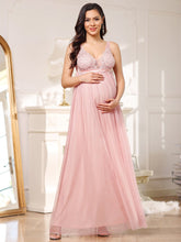 Load image into Gallery viewer, COLOR=Pink | Sultry Sleeveless Long Maxi Dress for Pregnant Women-Pink 3