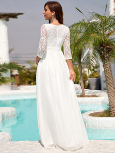 Color=Cream | Gorgeous Wedding Dress for Pregnant Women-Cream 2