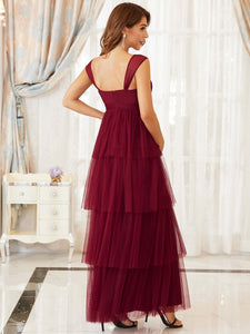 Color=Burgundy | Sexy Sleeveless Layered A Line Wholesale Maternity Dresses-Burgundy 2