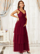 Load image into Gallery viewer, Color=Burgundy | Sexy Sleeveless Layered A Line Wholesale Maternity Dresses-Burgundy 3