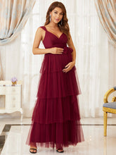 Load image into Gallery viewer, Color=Burgundy | Sexy Sleeveless Layered A Line Wholesale Maternity Dresses-Burgundy 4