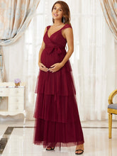 Load image into Gallery viewer, Color=Burgundy | Sexy Sleeveless Layered A Line Wholesale Maternity Dresses-Burgundy 1