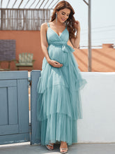 Load image into Gallery viewer, Color=Dusty blue | Sleeveless Layered Dress for Pregnant Women-Dusty blue 3