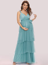 Load image into Gallery viewer, Color=Dusty blue | Sleeveless Layered Dress for Pregnant Women-Dusty blue 6
