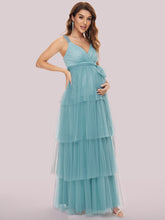 Load image into Gallery viewer, Color=Dusty blue | Sleeveless Layered Dress for Pregnant Women-Dusty blue 7