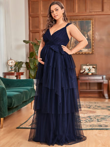Color=Navy Blue | Sexy Sleeveless Layered A Line Wholesale Maternity Dresses-Navy Blue 6