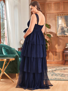 Color=Navy Blue | Sexy Sleeveless Layered A Line Wholesale Maternity Dresses-Navy Blue 7