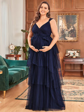Load image into Gallery viewer, Color=Navy Blue | Sexy Sleeveless Layered A Line Wholesale Maternity Dresses-Navy Blue 8