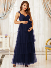 Load image into Gallery viewer, Color=Navy Blue | Sexy Sleeveless Layered A Line Wholesale Maternity Dresses-Navy Blue 4