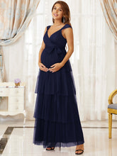 Load image into Gallery viewer, Color=Navy Blue | Sexy Sleeveless Layered A Line Wholesale Maternity Dresses-Navy Blue 1