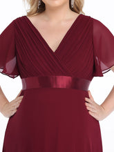 Load image into Gallery viewer, Color=Burgundy | Plus Size Cute and Adorable Deep V-neck Dress for Pregnant Women-Burgundy 5