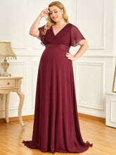 Load image into Gallery viewer, Color=Burgundy | Plus Size Cute and Adorable Deep V-neck Dress for Pregnant Women-Burgundy 4