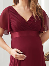 Load image into Gallery viewer, Color=Burgundy | Cute and Adorable Deep V-neck Dress for Pregnant Women-Burgundy 5