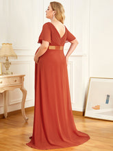 Load image into Gallery viewer, Color=Burnt orange | Plus Size Cute and Adorable Deep V-neck Dress for Pregnant Women-Burnt orange 2
