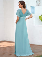 Load image into Gallery viewer, Color=Dusty blue | Cute and Adorable Deep V-neck Dress for Pregnant Women-Dusty blue 2
