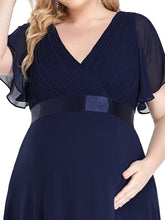 Load image into Gallery viewer, Color=Navy Blue | Plus Size Cute and Adorable Deep V-neck Dress for Pregnant Women-Navy Blue 5