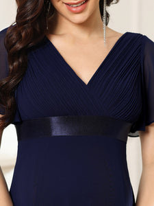 Color=Navy Blue | Cute and Adorable Deep V-neck Dress for Pregnant Women-Navy Blue 5