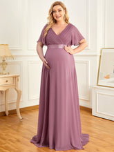 Load image into Gallery viewer, Color=Orchid | Plus Size Cute and Adorable Deep V-neck Dress for Pregnant Women-Orchid 1