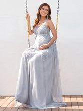 Load image into Gallery viewer, Color=Grey | A-line Sleeveless Wholesale Maternity Dresses-Grey 3