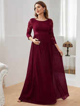 Load image into Gallery viewer, Color=Burgundy | Simple and Elegant Maternity Dress with A-line silhouette-Burgundy 3