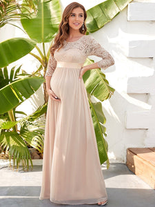 Color=Blush | Simple and Elegant Maternity Dress with A-line silhouette-Blush 2