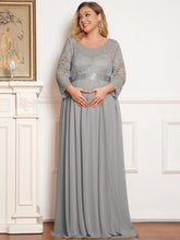 Load image into Gallery viewer, Color=Grey | Round Neck A-Line Floor-Length Wholesale Maternity Dresses-Grey 4