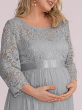 Load image into Gallery viewer, Color=Grey | Round Neck A-Line Floor-Length Wholesale Maternity Dresses-Grey 5