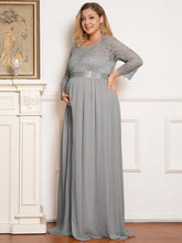 Load image into Gallery viewer, Color=Grey | Round Neck A-Line Floor-Length Wholesale Maternity Dresses-Grey 1