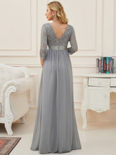 Load image into Gallery viewer, Color=Grey | Round Neck A-Line Floor-Length Wholesale Maternity Dresses-Grey 2