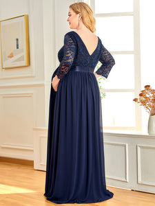 Color=Navy Blue | Round Neck A-Line Floor-Length Wholesale Maternity Dresses-Navy Blue 4