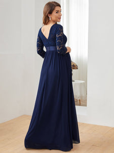 Color=Navy Blue | Simple and Elegant Maternity Dress with A-line silhouette-Navy Blue 2