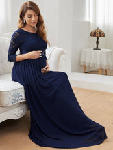 Load image into Gallery viewer, Color=Navy Blue | Simple and Elegant Maternity Dress with A-line silhouette-Navy Blue 4