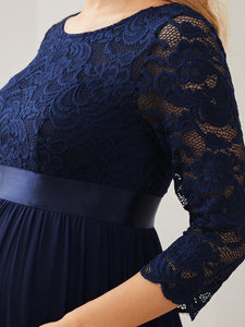 Color=Navy Blue | Simple and Elegant Maternity Dress with A-line silhouette-Navy Blue 5