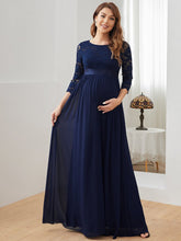 Load image into Gallery viewer, Color=Navy Blue | Simple and Elegant Maternity Dress with A-line silhouette-Navy Blue 1