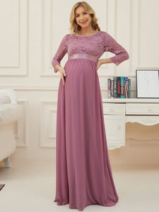Color=Orchid | Simple and Elegant Maternity Dress with A-line silhouette-Orchid 3
