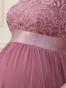 Color=Orchid | Simple and Elegant Maternity Dress with A-line silhouette-Orchid 5