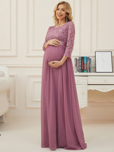 Color=Orchid | Simple and Elegant Maternity Dress with A-line silhouette-Orchid 1