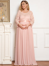 Load image into Gallery viewer, Color=Pink | Round Neck A-Line Floor-Length Wholesale Maternity Dresses-Pink 4