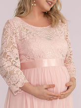 Load image into Gallery viewer, Color=Pink | Round Neck A-Line Floor-Length Wholesale Maternity Dresses-Pink 5