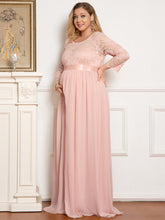 Load image into Gallery viewer, Color=Pink | Round Neck A-Line Floor-Length Wholesale Maternity Dresses-Pink 3