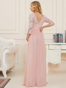Color=Pink | Simple and Elegant Maternity Dress with A-line silhouette-Pink 2