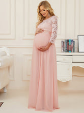 Load image into Gallery viewer, Color=Pink | Simple and Elegant Maternity Dress with A-line silhouette-Pink 3