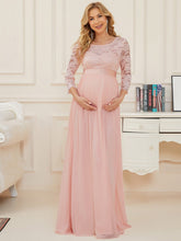 Load image into Gallery viewer, Color=Pink | Simple and Elegant Maternity Dress with A-line silhouette-Pink 1