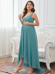 Color=Dusty Blue | Hot and Sexy Sleeveless Dress for Pregnant Women-Dusty Blue 4