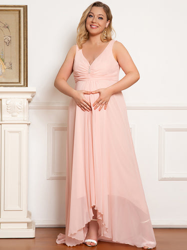 Color=Pink | Plus Size Hot and Sexy Sleeveless Dress for Pregnant Women-Pink 3