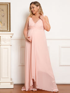 Color=Pink | Plus Size Hot and Sexy Sleeveless Dress for Pregnant Women-Pink 5