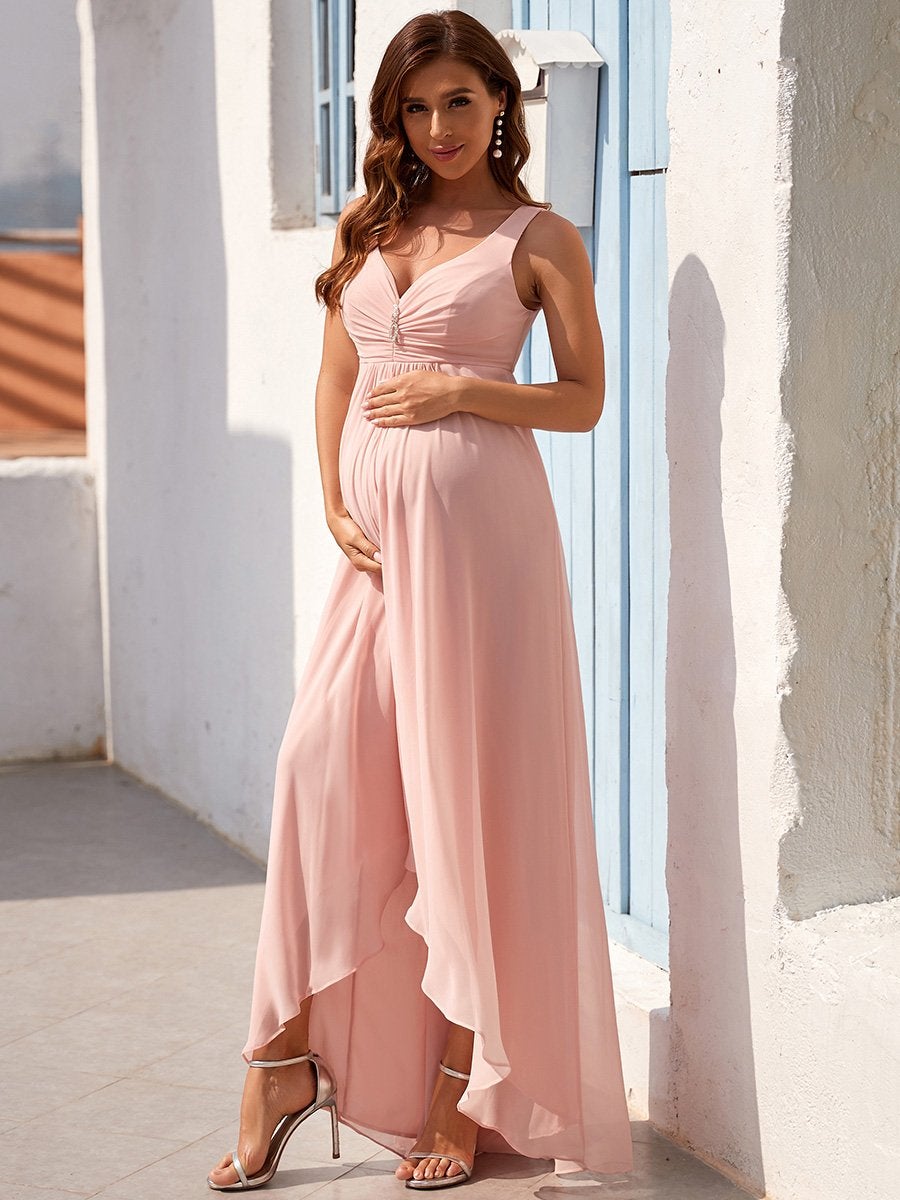 Color=Pink | Hot and Sexy Sleeveless Dress for Pregnant Women-Pink 1