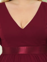 Load image into Gallery viewer, Color=Burgundy | Pretty Deep V Neck Plus Size Wholesale Maternity Dresses-Burgundy 5