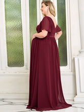 Load image into Gallery viewer, Color=Burgundy | Pretty Deep V Neck Plus Size Wholesale Maternity Dresses-Burgundy 2